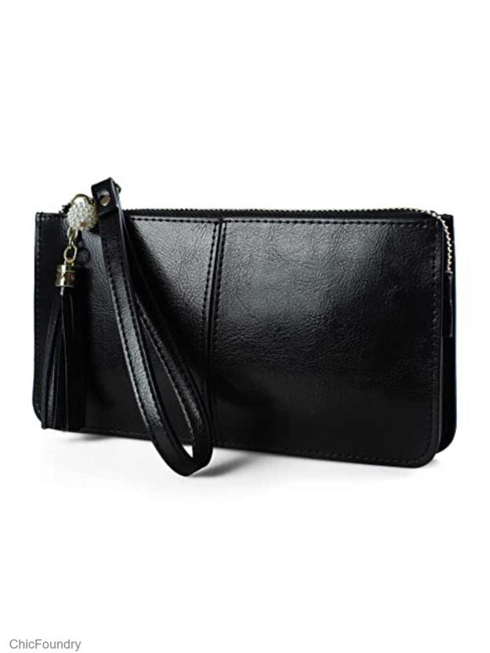 Genuine Leather Wristlet Clutch RFID Protection Slim Card Holder
